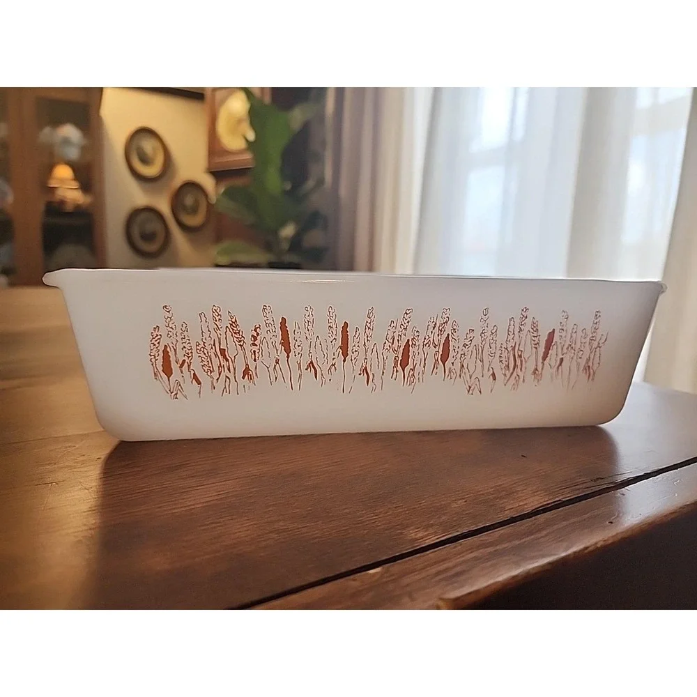 Vintage  Proctor Silex‎ Wheat Pattern Slow Cooker Milk Glass Casserole Dish #12
